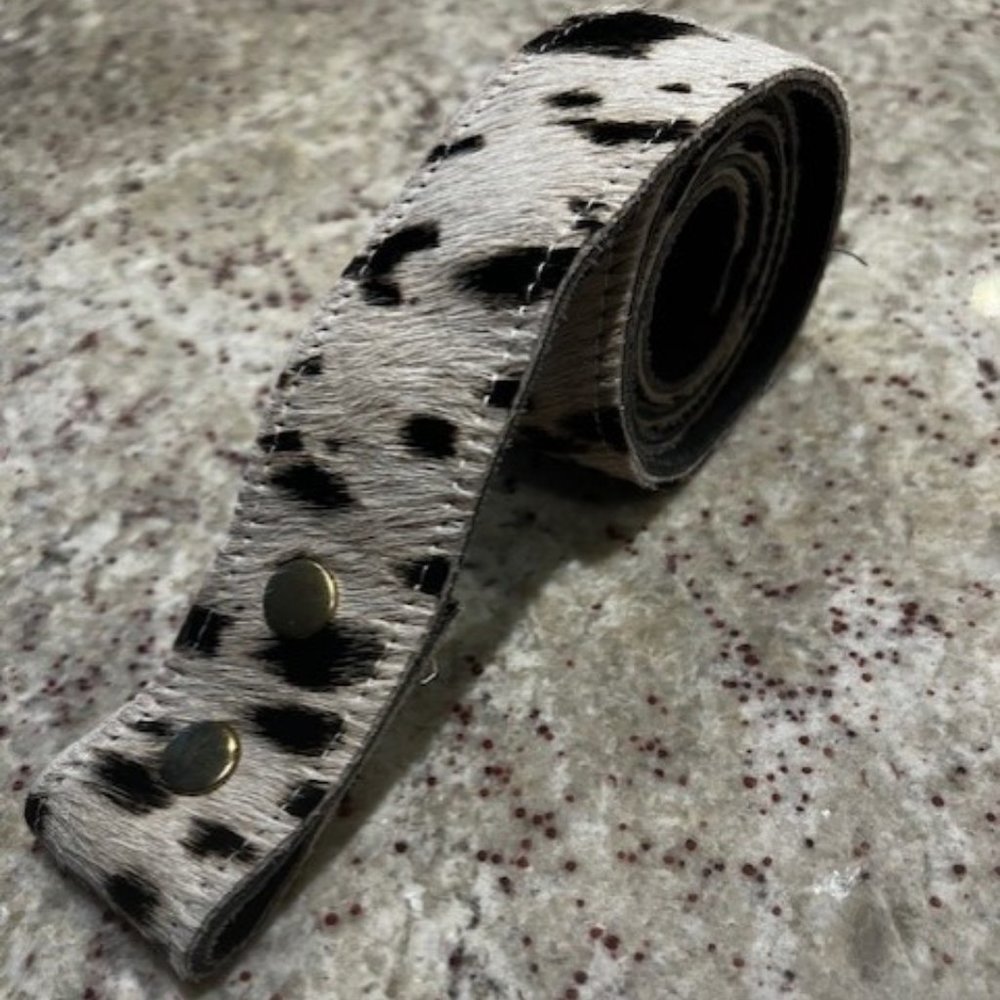 Black and White Cowhide Belt Strap 32"